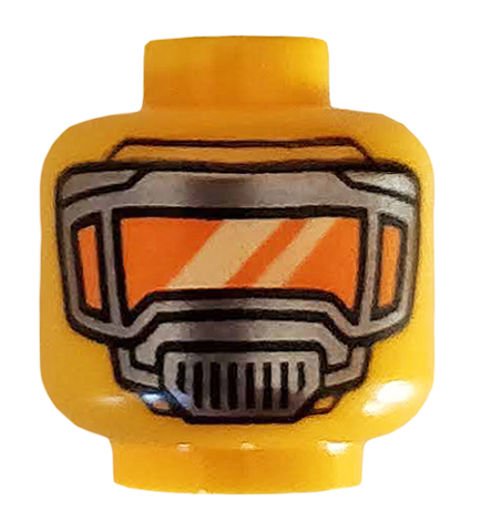 Minifigure, Head Pearl Dark Gray Mask with Orange Visor Pattern