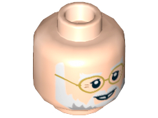 Minifigure, Head Gold Rimmed Glasses, White Beard, Gap Tooth Smile Pattern