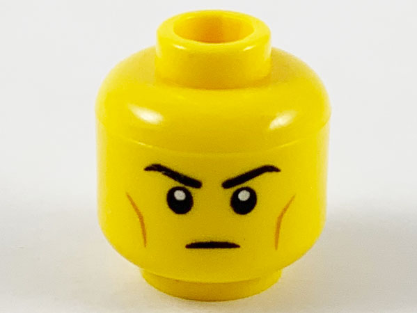 Minifigure, Head Black Eyebrows, Medium Nougat Cheek Lines and Frown Pattern