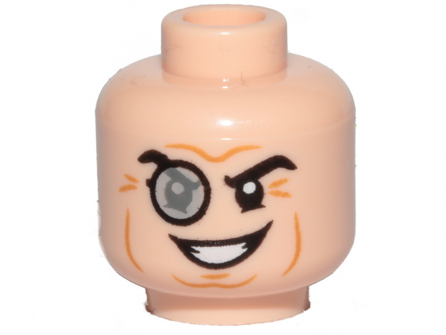 Minifigure, Head Glasses with Monocle, Raised Right Eyebrow, Wrinkles, Smile Pattern (Penguin)