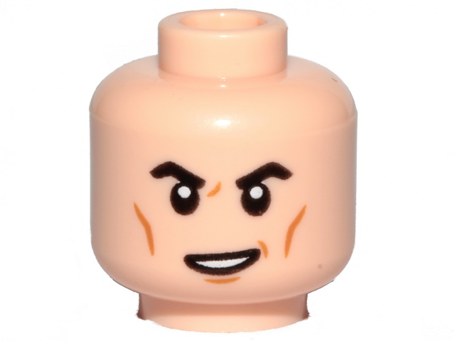 Minifigure, Head Black Eyebrows, Medium Nougat Cheek Lines, Lopsided Open Mouth Pattern