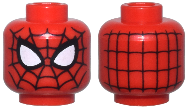 Minifigure, Head Alien with Spider-Man Black Webbing and Large White Eyes Pattern