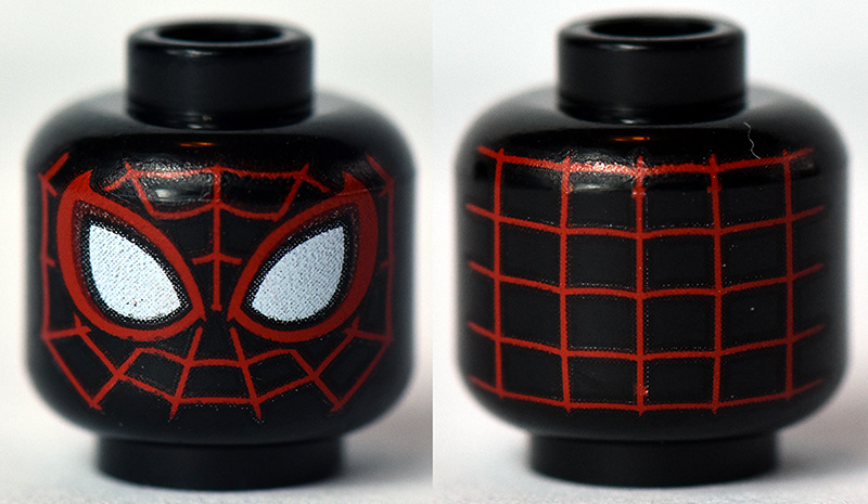 Minifigure, Head Alien with Spider-Man Red Webbing, Large White Eyes with Red Borders Pattern