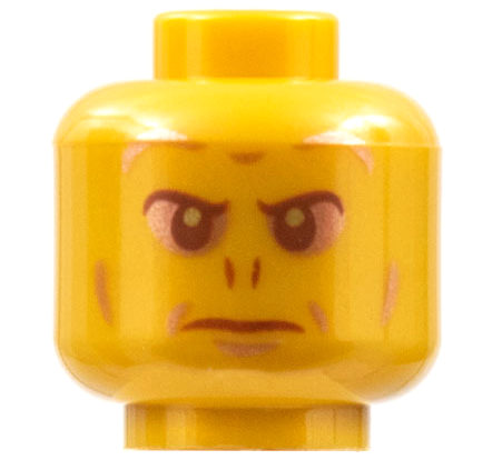 Minifigure, Head Alien with Reddish Brown Eyes, Copper Eye Shadow, Nose Slits, and Frown Pattern