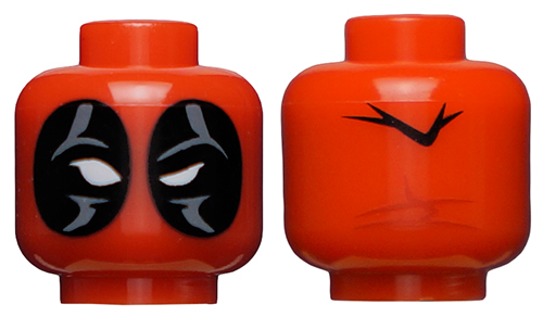 Minifigure, Head Male Mask Black with White Eye Holes Pattern (Deadpool)