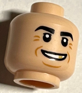 Minifigure, Head Black Eyebrows, Mean Grin and Gold Tooth Pattern