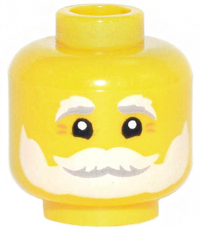 Minifigure, Head White and Light Bluish Gray Bushy Eyebrows, Beard, and Moustache, Laugh Lines Pattern