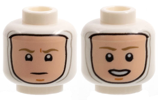 Minifigure, Head Dual Sided Balaclava, Light Nougat Face, Dark Tan Eyebrows, Neutral / Open Mouth Pattern