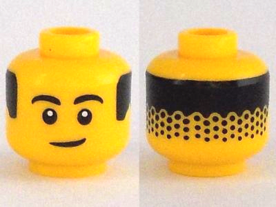 Minifigure, Head Black Eyebrows, Eyes with White Pupils, Hair on Back Pattern