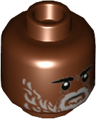 Minifigure, Head Black Eyebrows, Eyes with White Pupils, Light Bluish Gray Beard Pattern (SW Greef Karga)