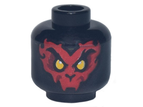 Minifigure, Head Red and Black Fur, Long Curved Eyebrows, and Yellow Eyes Pattern