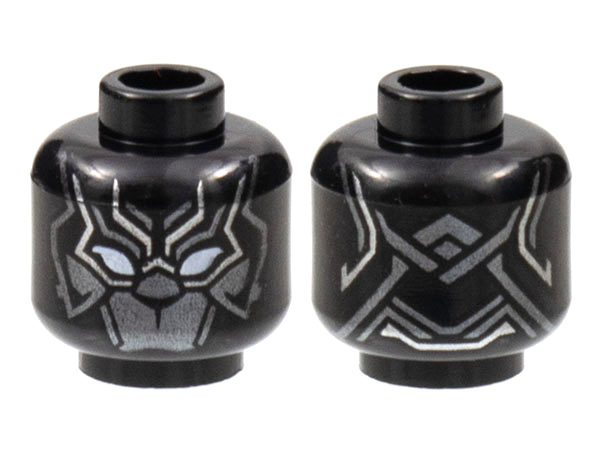 Minifigure, Head Mask with White Eye Holes, Dark Silver Armor Plates, Silver Trim Pattern