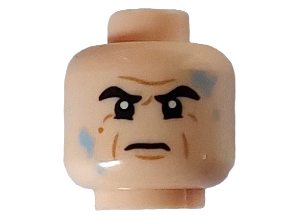 Minifigure, Head Black Eyebrows, Furrowed Brow, Crow's Feet, Cheek Lines and Water Drops Pattern