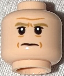 Minifigure, Head Dark Tan Thick Eyebrows, Nougat Forehead Line and Wrinkles, White Pupils, Frown Pattern