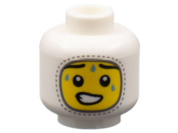 Minifigure, Head Balaclava, Yellow Face, Sweat Drops Pattern
