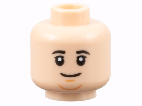 Minifigure, Head Black Eyebrows, Grin, Medium Nougat Dimple and Chin Pattern