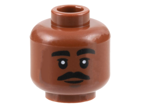 Minifigure, Head Black Eyebrows and Moustache, Chin Dimple, Smile Pattern