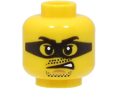 Minifigure, Head Black Eyebrows and Mask, Chin Dimple, Stubble, Grimace Pattern