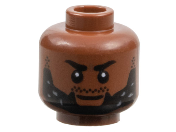 Minifigure, Head Black Eyebrows and Beard, Light Bluish Gray Highlights Pattern