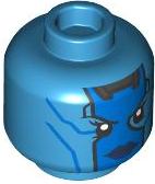 Minifigure, Head Alien Female with Blue Face, Dark Blue Lips, and Silver Stripes on Back Pattern