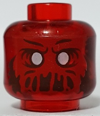 Minifigure, Head Alien Ghost with White Eyes, Red Face, and Slime Mouth with Frown Pattern