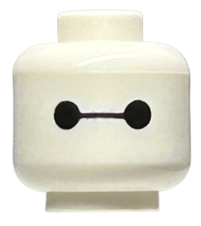 Minifigure, Head Alien with Black Eyes and Connecting Line Pattern (Baymax)