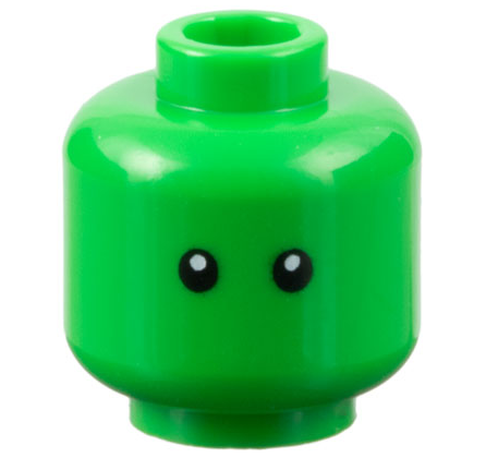Minifigure, Head Alien with Black Eyes with White Pupils Pattern