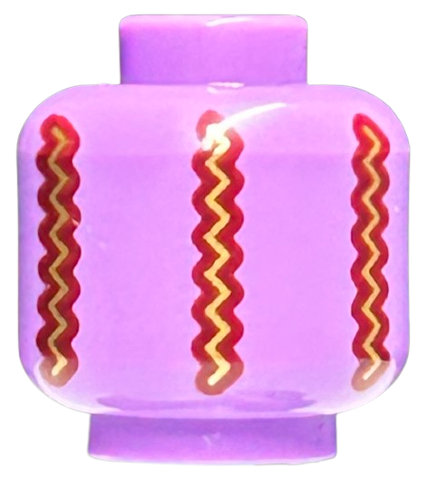 Minifigure, Head without Face with Dark Red and Gold Zig Zag Vertical Lines Pattern (HP Beaded Bag)