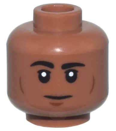 Minifigure, Head Black Rounded Eyebrows, Upper Eyelids, Reddish Brown Cheek Lines and Chin Dimple, Neutral Pattern