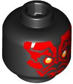 Minifigure, Head Alien with SW Darth Maul, Red Face, Bright Light Orange Eyes with White Glints, Neutral Pattern