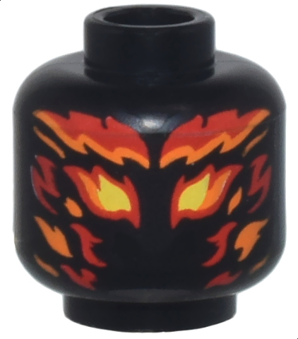 Minifigure, Head Alien with Yellow Eyes and Red and Orange Flames Pattern