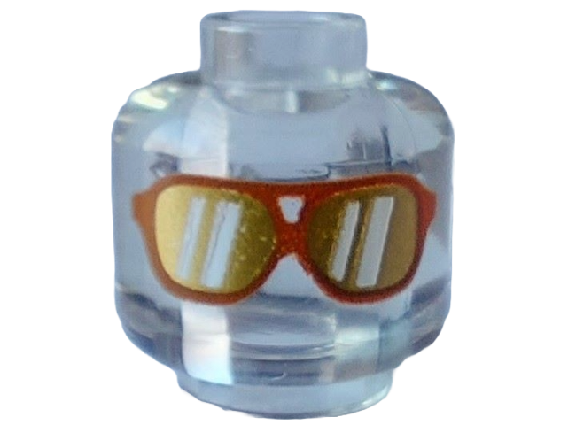 Minifigure, Head Medium Nougat Glasses with Gold Lenses with White Reflections Pattern