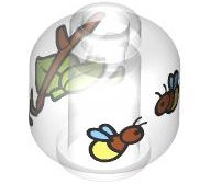 Minifigure, Head without Face with Bright Light Yellow, Medium Nougat and Lavender Fireflies, Twigs and Olive Green Leaves Pattern