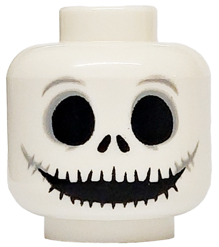 Minifigure, Head Skull Large Black Eyes, Nostrils and Very Wide Mouth with Light Bluish Gray Ends Pattern
