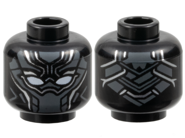 Minifigure, Head Mask with White Eye Holes, Dark Bluish Gray Armor Plates, Silver Trim Pattern