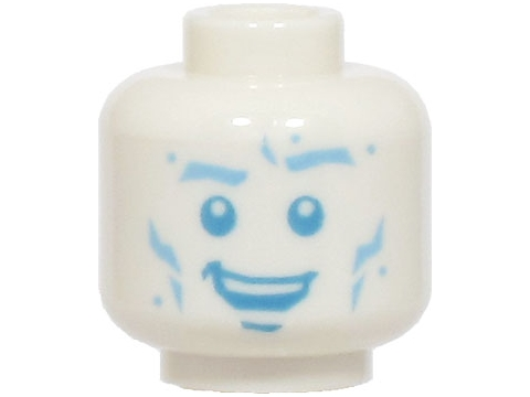 Minifigure, Head Bright Light Blue Eyebrows, Spots and Broken Cheek Lines, Medium Blue Eyes and Chin Dimple, Open Mouth Smile with Top Teeth Pattern