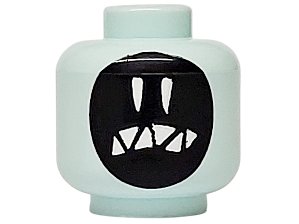 Minifigure, Head Alien with Black Face, White Long Eyes and Pointed Teeth Pattern