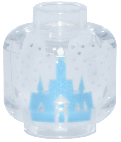 Minifigure, Head without Face with Metallic Light Blue Castle and and Silver Snowflakes / Dots Pattern