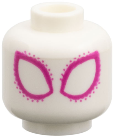 Minifigure, Head Alien Large Magenta Eyes and Dots Pattern