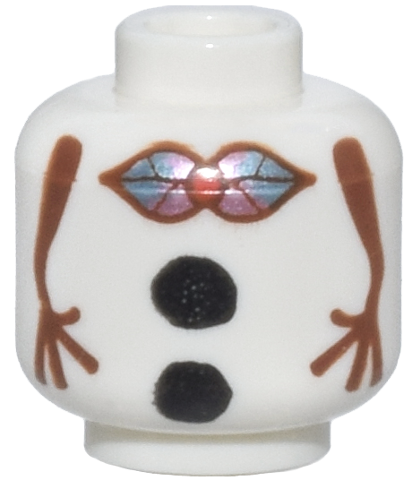 Minifigure, Head without Face with Snowman Reddish Brown Stick Arms, Black Coal Buttons and Metallic Light Blue, Metallic Pink and Red Bow Tie Pattern (Frozen Olaf Body)