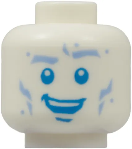Minifigure, Head Bright Light Blue Eyebrows, Spots and Broken Cheek Lines, Dark Azure Eyes and Chin Dimple, Open Mouth Smile with Top Teeth Pattern
