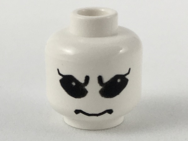 Minifigure, Head Alien with SW Large Black Eyes, Eyebrows, Pupils Pattern (Gasgano)