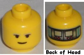 Minifigure, Head Alien with SW Gray Eyebrows, Implant on Back Pattern (Lobot)