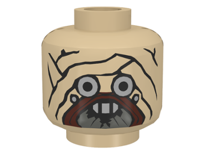 Minifigure, Head Alien with SW Tusken Raider Pattern