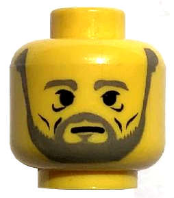 Minifigure, Head Beard with Gray Beard and Black Wrinkles Pattern
