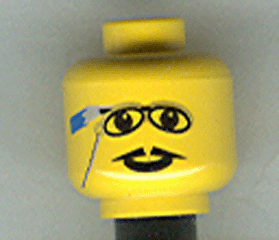 Minifigure, Head Glasses with Pencil Behind Ear, and Pointed Moustache Pattern