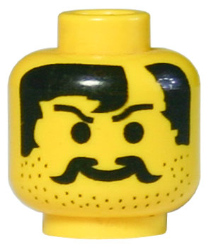 Minifigure, Head Moustache, Stubble and Bald Hair Part Pattern