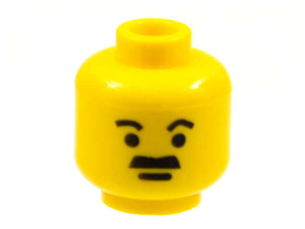 Minifigure, Head Moustache Thick Flat and Short Eyebrows Pattern
