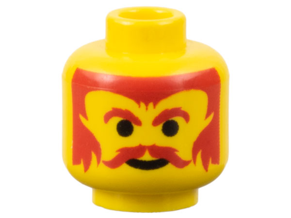 Minifigure, Head Moustache Red, Eyebrows and Hair Pattern