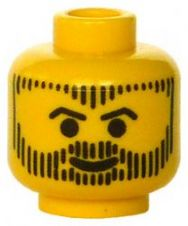 Minifigure, Head Beard with Beard, Hair, and Sideburns in Vertical Line Pattern